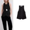 Za Autumn New Black Sleeveless Suit Vest Outer Wear Strap Decoration V Neck Decorated Row Button Long Vest 8535731