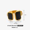 Stainless Steel White Dripping Oil Opened Ring for Women Square Vintage Gold Color Geometric Adjustable Finger Ring Jewelry