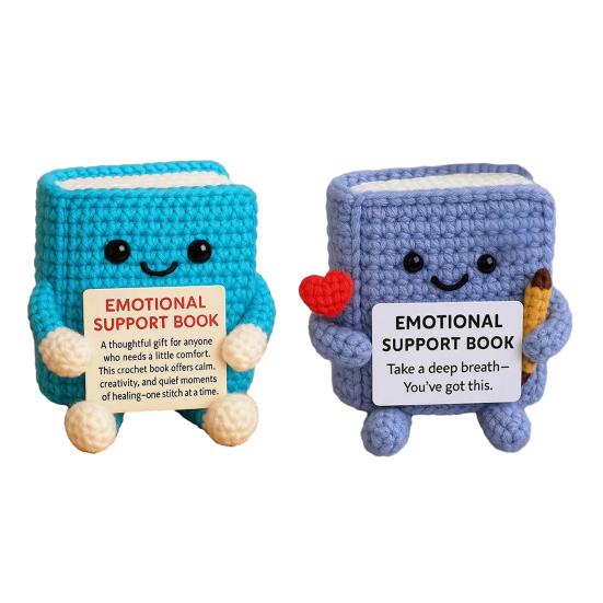 Вязаная крючком книга эмоциональной поддержки, ручная работа, позитивная книга, кукла, вязаное крючком украшение с поощрительной открыткой, поднимающее настроение, подарок для любимых и друзей