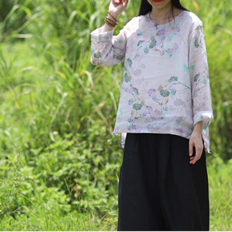 Johnature Женская весенняя нишевая рубашка с длинными рукавами и принтом в стиле ретро, ​​индивидуальная повседневная винтажная рубашка в китайском стиле