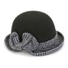 Elegant Bowknot Plaid Bucket Hat Classic French Style Solid Color Basin Hats Vintage Thick  for Women Autumn & Winter