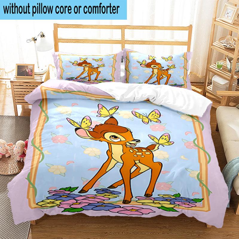 3PCS Classic cartoon Bam Deer 3pcs Bedding,Including 3PCS Duvet Cover And 2pcs Pillowcases Perfect for Christmas,Ideal for Bedroom, Dormitory