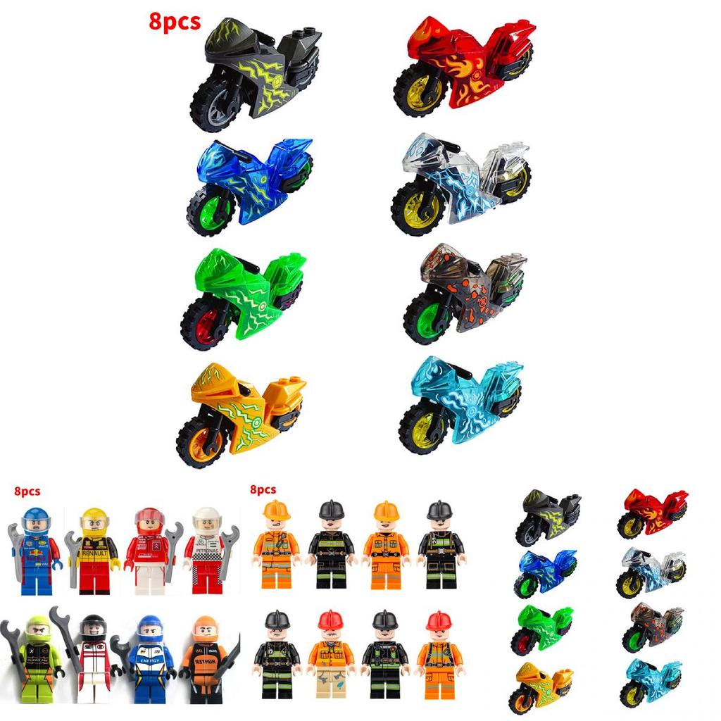 Набор мини-фигурок Городской профессиональный инженер и пожарный, строительные блоки для детей