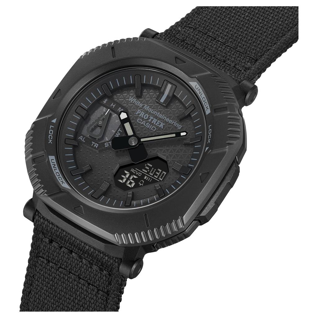 Casio Коллаборация White Mountain Версия PRJ B001 Водонепроницаемость 100 м Солнечный кварцевый механизм Холщовый ремешок PRJ-B001WM-1