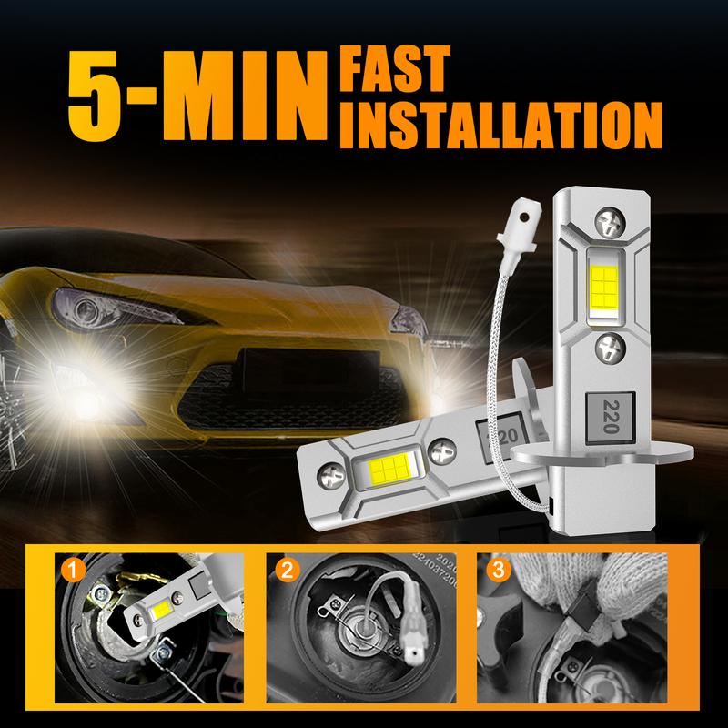 2Pcs H3 LED Headlight Bulb Canbus No Fan High Beam 6500K White 3000K Yellow Car truck LED Fog Light Driving Lamp DRL 12V -24V