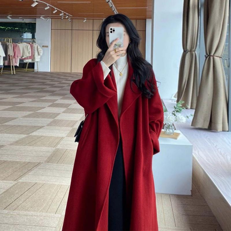 Женское свободное модное кашемировое пальто, осенне-зимний темперамент, утолщенное шерстяное пальто средней длины