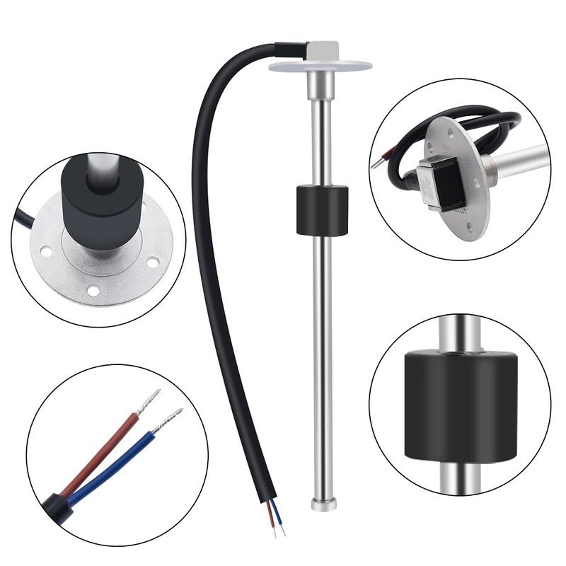 52mm Water Level Gauge With Water Level Sensor 0-190 Ohm Water Tank Level Indicator With Red Backlight 100-500mm Sensor