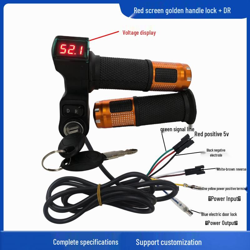 Red Screen Lock + Reverse Voltage Display Electric Vehicle Throttle Twist Grip