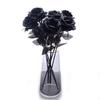 5pcs Bouquet Simulation Rose Black Halloween Black Flower Gift Artificial Black Roses  Garden