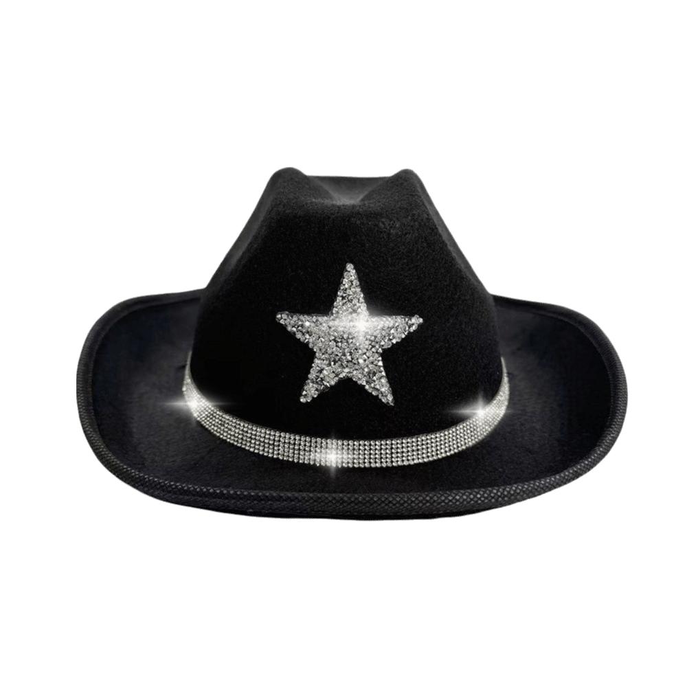 Rhinestone Summer Sun Hat Sparkling Kids Bucket Hat Cool Western Cowboy Hat  Dress-Up