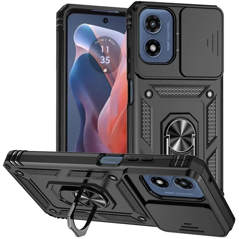 Противоударный чехол Armor для Motorola edge 2024 G PLAY G STYLUS G POWER 4G 5G 2024 2023 2022 Крышка Держатель-кольцо Сдвижная защитная крышка