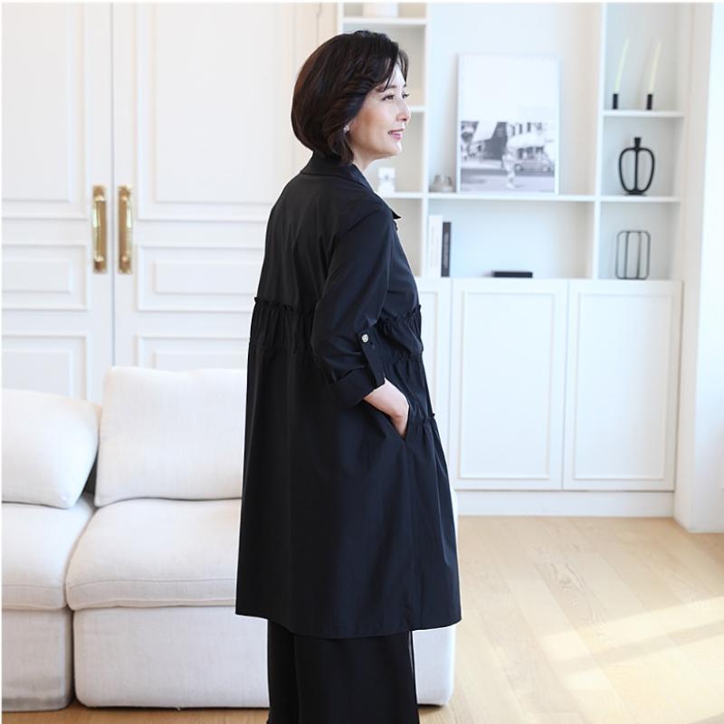 Shiz Madam Women Frill Sleeve Roll Up Zip Up Long Jacket J31666