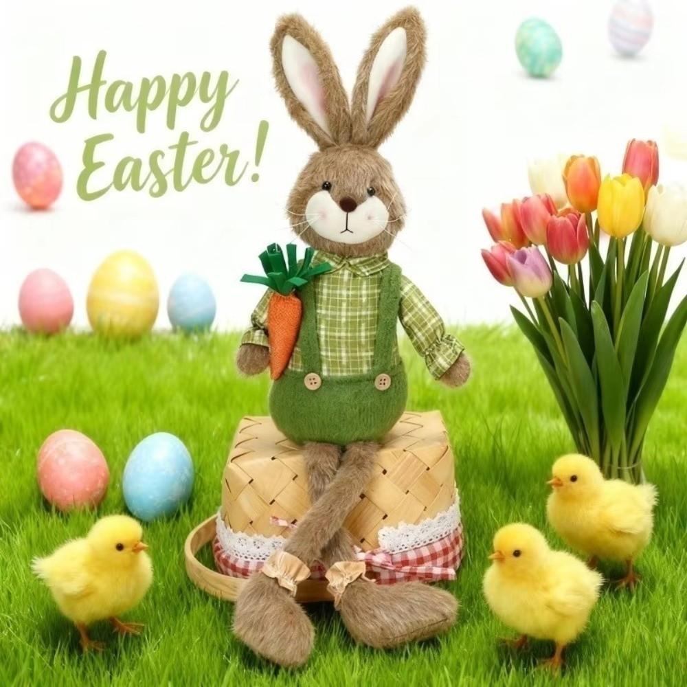 Длинноногий пасхальный кролик Украшение Пасторальный стиль Кролик Декор Домашнее украшение