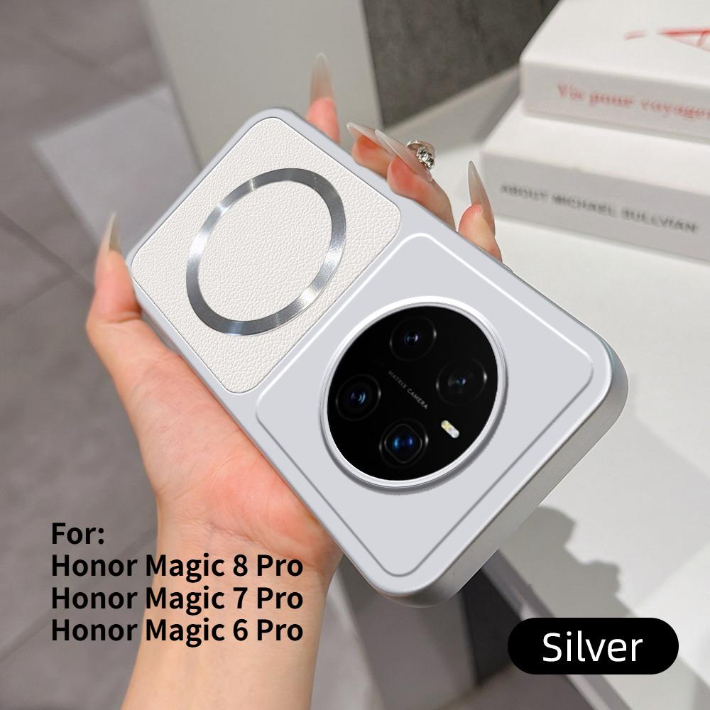 Чехол для Honor Magic 8 7 6 Pro Новый узор личи CD Магнитное кольцо Ультратонкая крышка Для For Honor Magic8 Pro Ударопрочный Funda
