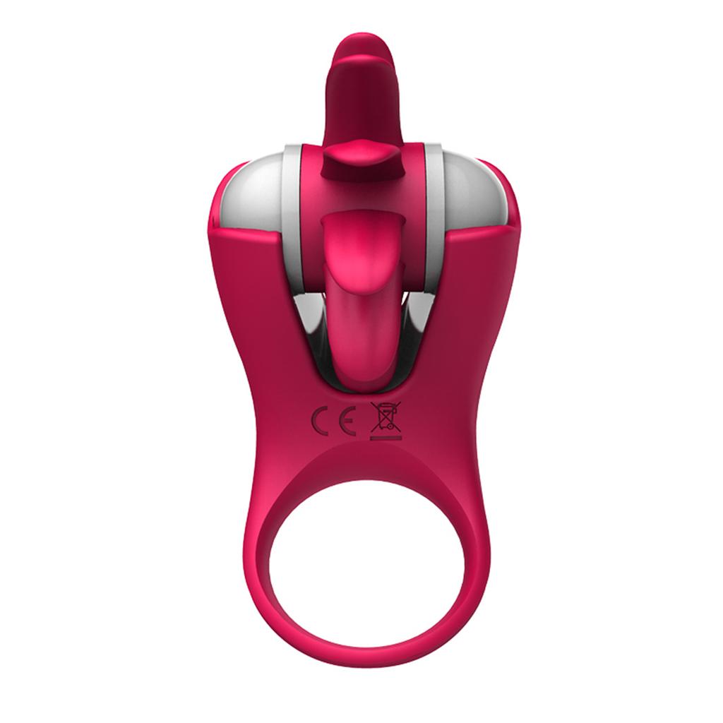 Wtoyu Vibrating Penis Ring Tongue Licking Vibrator for Couple Clitoris Stimulator Cock Ring Adult