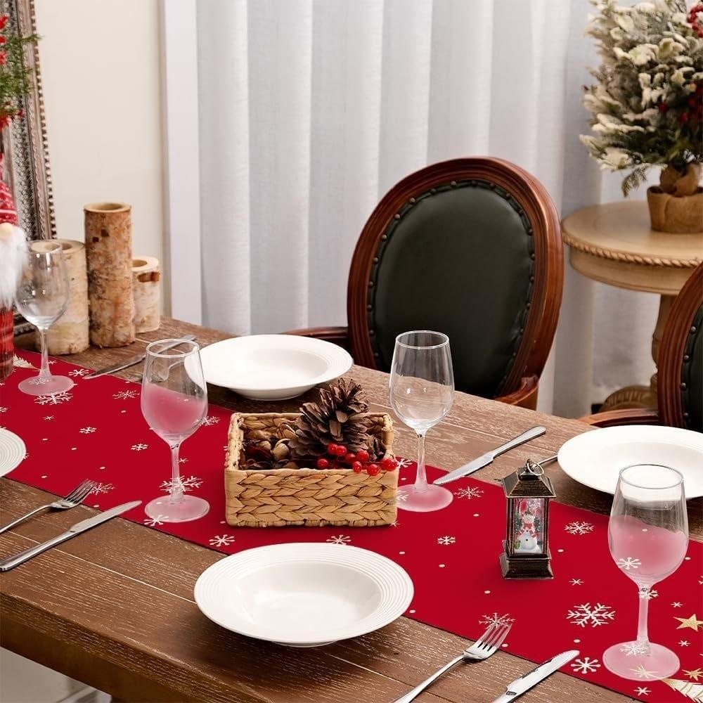 Christmas Tree Christmas Table Runner Snowflake Xmas Tablecloth Gift Christmas Table Flag Festival