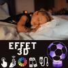 Lampe de Chevet 3D LED Ballon Football - Personnalisable - 16 couleurs - Télécommande incluse