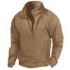 Men's Tactical Stand-Up Collar Half-Zip Long-Sleeve Polo Sweater.