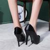 f54Spring Sexy High Heel Platforms Pumps Shoes Woman PU Leather Fetish Peep Toe Slingbacks Stripper Wedding Party Shoe 2024