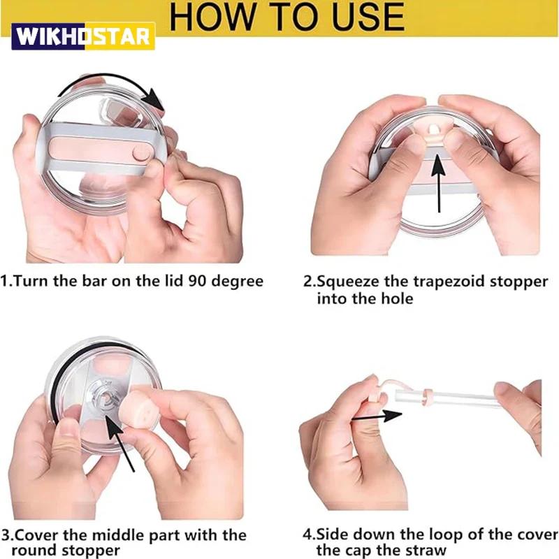 Набор из 9 аксессуаров, плюс 6 силиконовых заглушек, защищающих от проливания, 2 крышки для трубочек диаметром 9-10 мм, 1 чехол для Stanley Cup