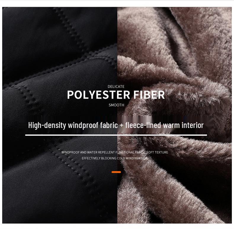 Мужское хлопковое пальто 2025 года для трансграничной торговли: Новая осенне-зимняя куртка со стойкой, на бархатной подкладке, с ромбовидной стежкой, теплая и ветрозащитная