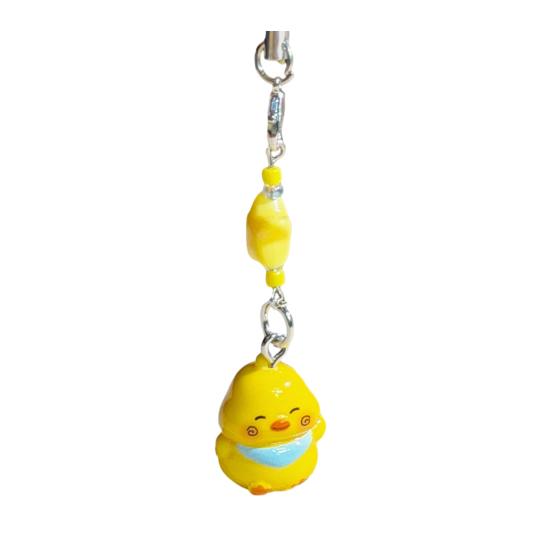 Keychain Pendant Resin Smooth Shiny Mini Size 3D Yellow Chicken Star Bead Design Keyring Bags Mobile Phone
