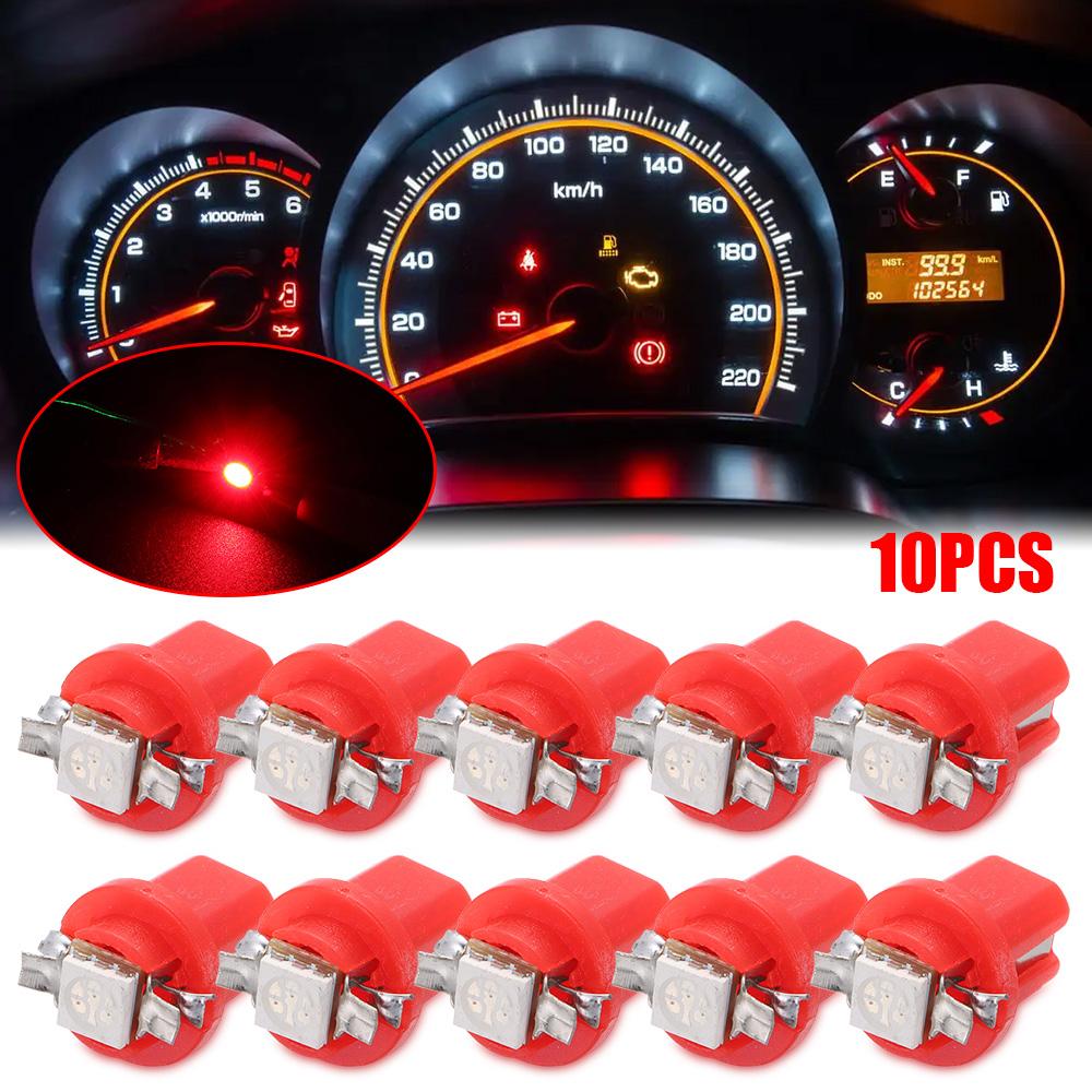 10Pcs 5050 1SMD T5 B8.5D Gauge LED Indicator Bulbs Dashboard Side Interior Dash Lights Car Lights