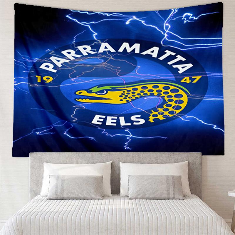Parramatta Eels Team Crest Tapestry Room Decoration Wall Hanging for Living Room Bedroom, dormitory, Birthday and Christmas gifts