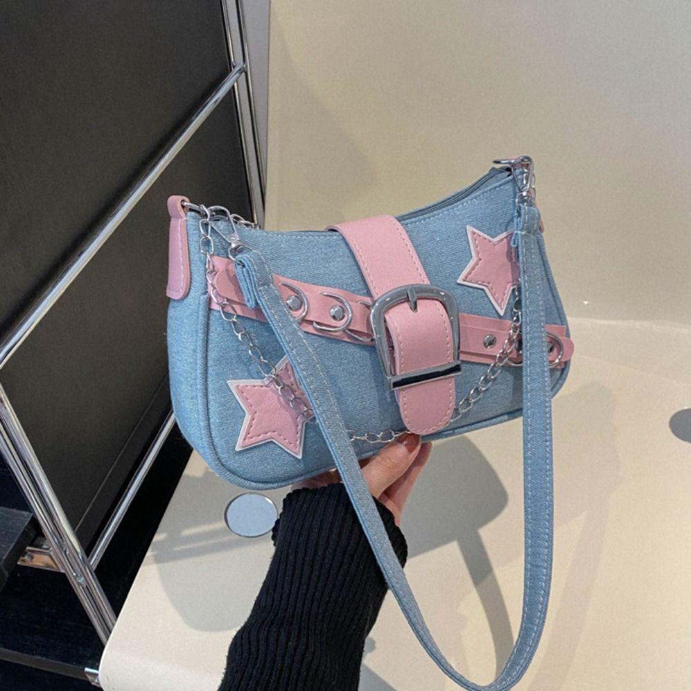 Handbag Y2k Underarm Bag Tote Bag Denim Tote Bag Vintage Korean Style Shoulder Bag Girls