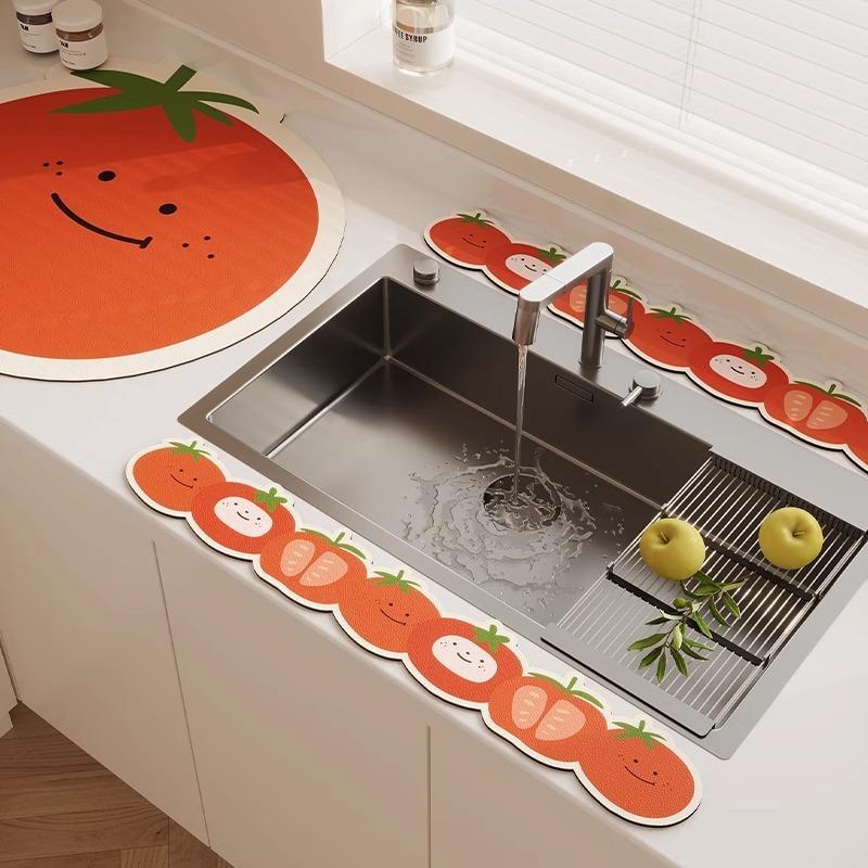 3 шт. Кухонный смеситель Диатомовая земля Пробка для воды Коврик для слива Впитывающий коврик для столешницы в ванной Длинная узкая подставка-костер