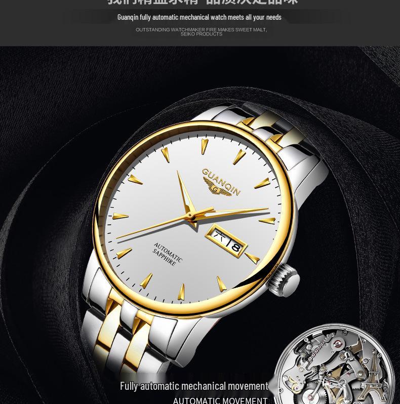 Механические мужские часы высокого класса швейцарского производства со стальным браслетом, двойной датой, водонепроницаемым корпусом - новый оригинальный деловой стиль