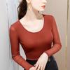 Mesh Base Shirt for Women In Spring and Autumn Clothes New Round Neck Long-sleeved T-shirt Stretch Inner Solid Color Top