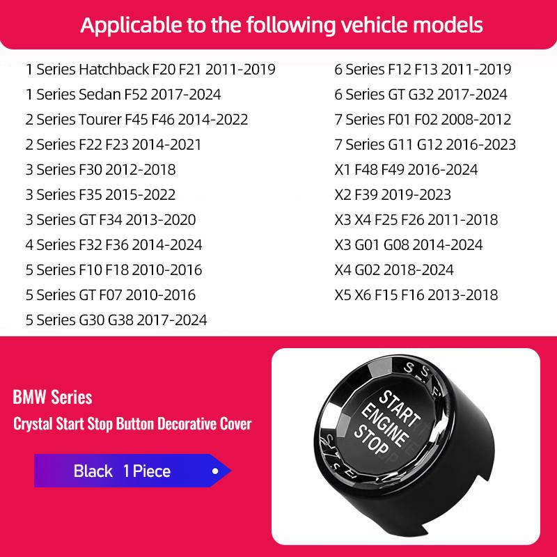 DKHN5 Crystal Car One Click Start Button For BMW M Power 3 Series E90 E92 F30 F35 G20 F10 G30 G28  ABS Engine Start Stop Cover Trim