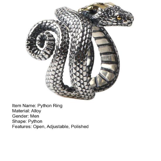 Мужское кольцо Python в стиле ретро, ​​регулируемая деталь, гладкое, с хорошим открытием, индивидуальное кольцо на палец, вечерние