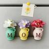 Vase Fridge Magnet 3 Pieces Decorative Art Crafts Refrigerator Decor Mini Vase Fridge Magnet For Home Kitchen Office School
