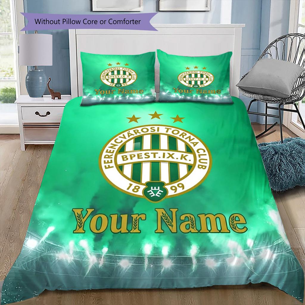 Ferencv Rosi Torna Club Flag Custom Name Pattern Bedding Quilt Set Quilt Cover Pillowcase Home Birthday Gift(1 * duvet cover + 2 * pillowcase, without