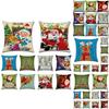 Happyspree Happy Christmas Pillow Cases Stylish Flax Sofa Cushion Covers For Festive Decor