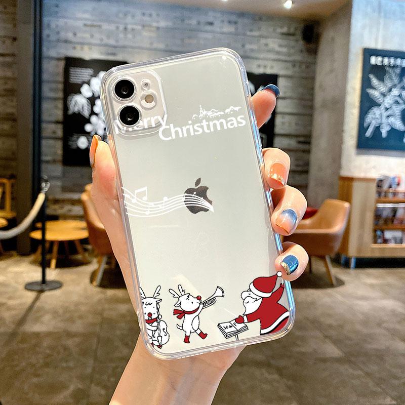 Прозрачный чехол для Apple iPhone 14 11 13 12 Pro 7 8 Plus XR X XS Max 6 6S 13Pro, силиконовый чехол для телефона, милая мультяшная кукла, Рождество