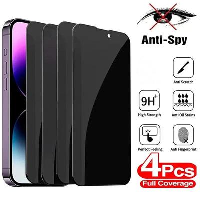 4 шт. Защитное стекло с защитой от подглядывания для iPhone 17 14 13 11 12 Pro Max Mini 7 8 Plus Антишпионское защитное стекло для iPhone 15 X XR XS MAX