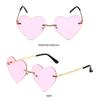 Cosplay Costume Rimless Heart Sunglasses Pink Hippie Sunglasses Metal Sun Glasses Heart-Shaped