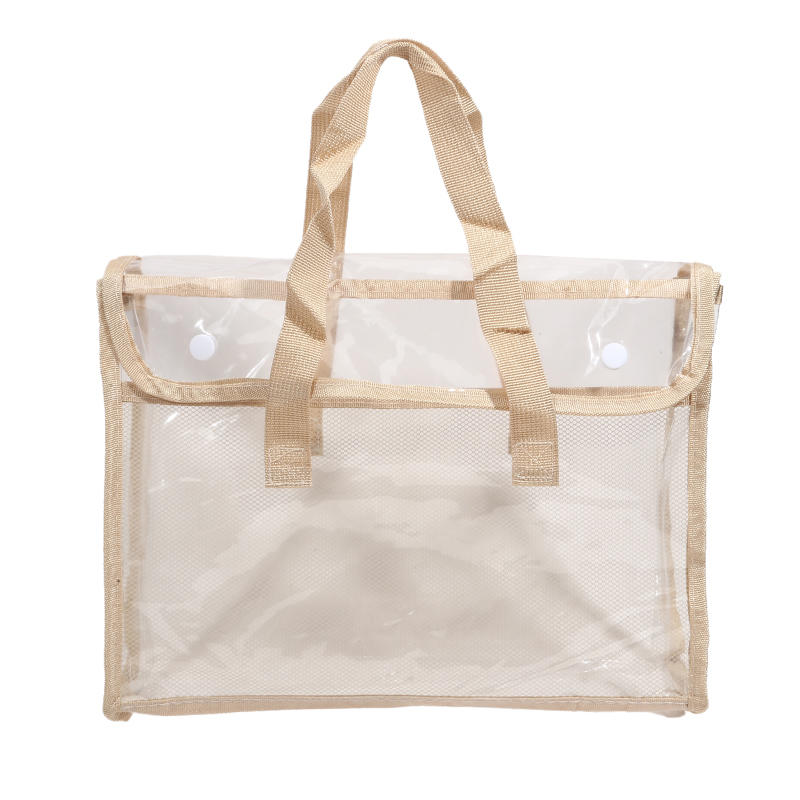 PVC Self-Adhesive File Bag Large Capacity Transparent Waterproof Handheld Folder Portable Expandable File Storage Bag