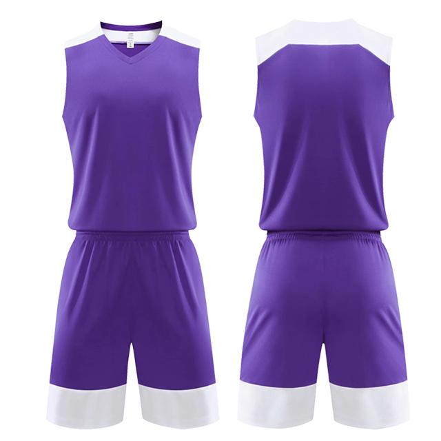 Kids Men Women Basketball Jersey Set Child Men Blank Basketball Uniforms V-Neck Training Vest Double Pocket Shorts Sports Suit
