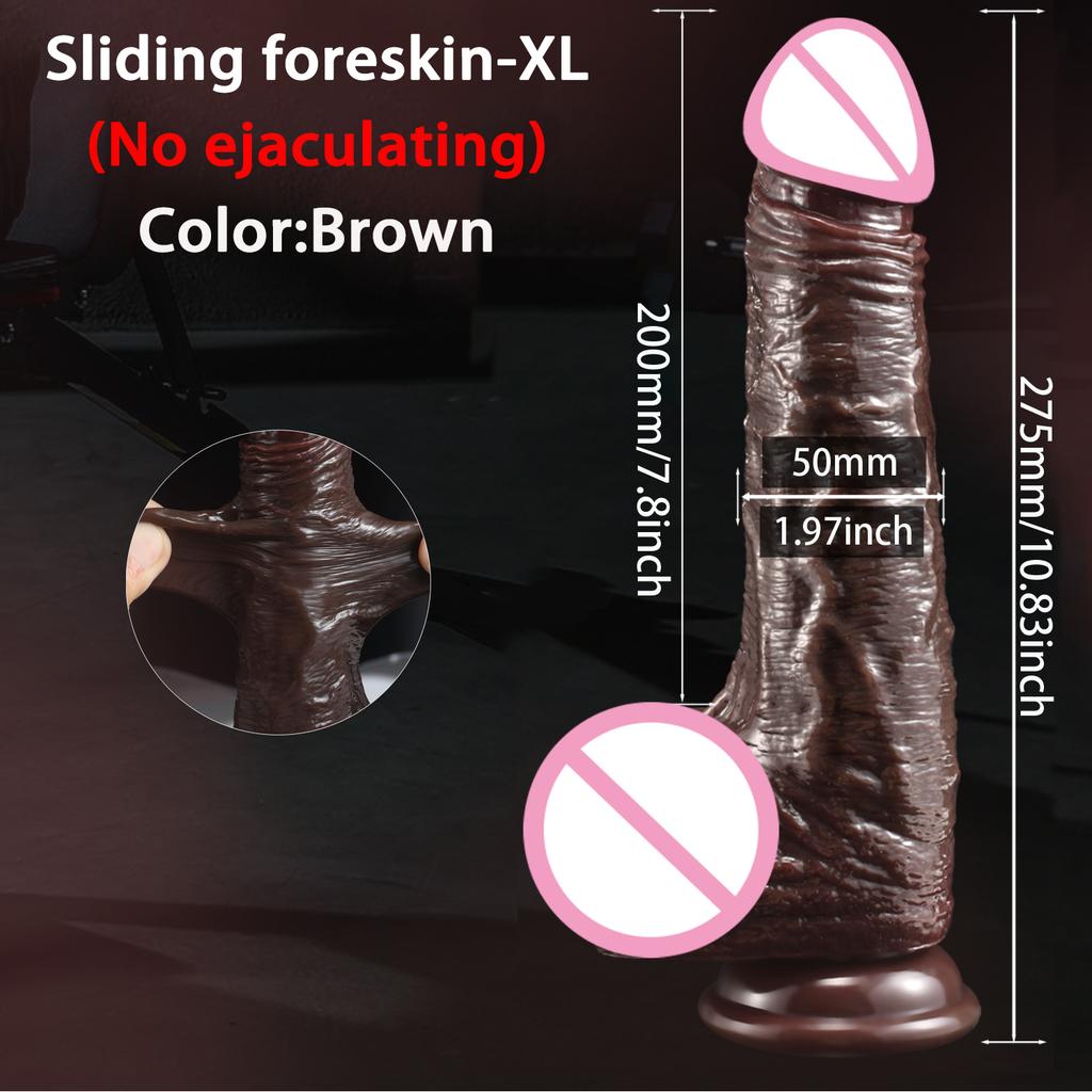2 In1 Super Realistic Dildo Penis Sliding Foreskin Ejaculation Big Dick Penetration Anal Female Masturbation Sexy Adult Sex Toys