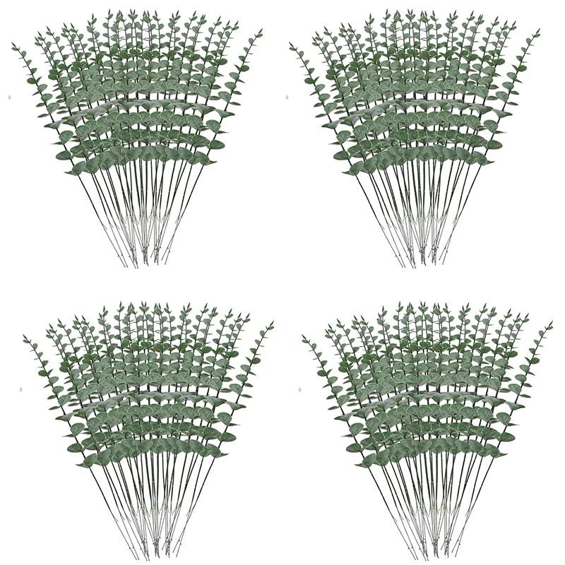 111 Pcs Mixed Artificial Eucalyptus Leaves Stems Bulk Fake Faux Leaf for DIY Bouquets Floral Arrangement Wedding Home Decor