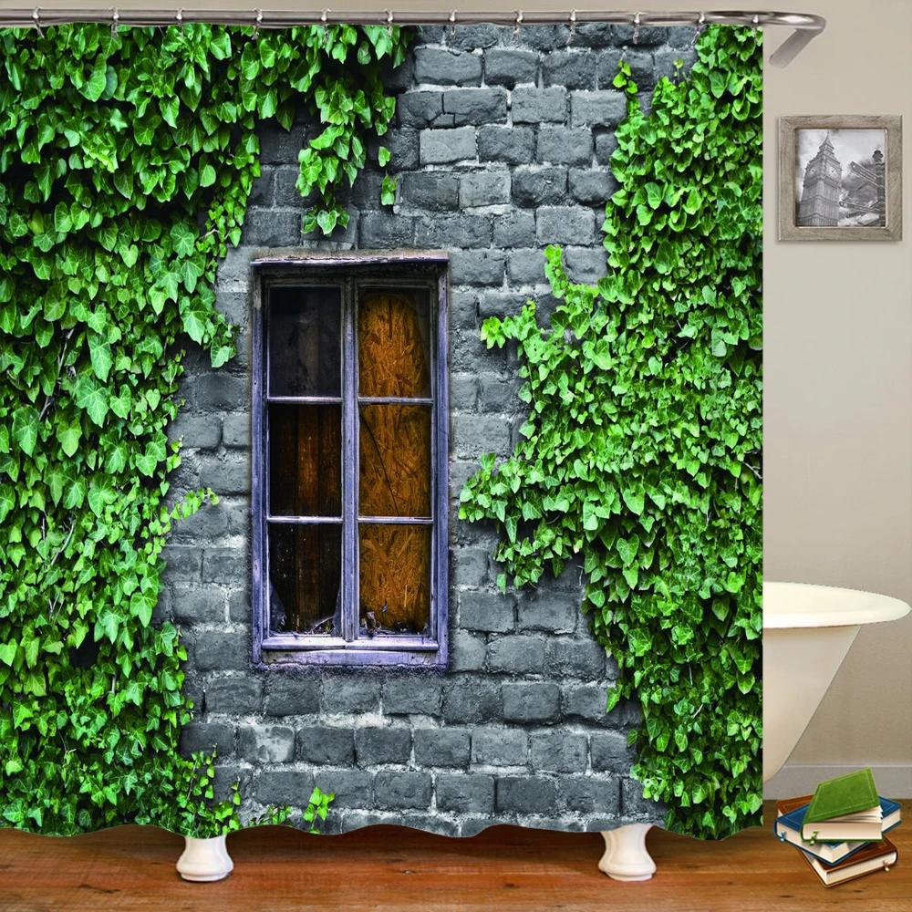 3D вид из окна, пейзаж, напечатанная шторка для душа, моющаяся занавеска для ванны, украшение для ванной комнаты с крючком