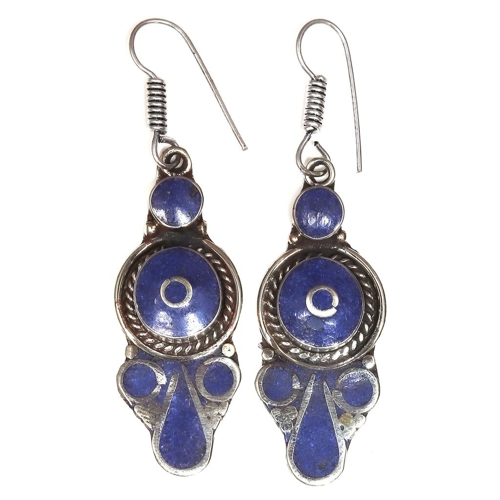 Tibetan Turquoise Lapis Lazuli Nepali Earrings Handmade Jewelry Coral Tribal