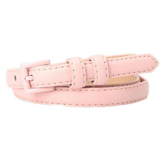 Women Thin Pants Belt Solid Color Faux Leather Waistband Adjustable Length Multi Holes Design Jeans Belt