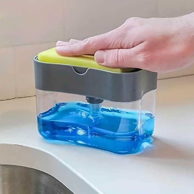 Dish Soap Dispenser for Kitchen,Liquid Soap Dispenser Kitchen Soap Dispenser with Sponge Holder,Sponge Caddy Soap Pump Dispenser