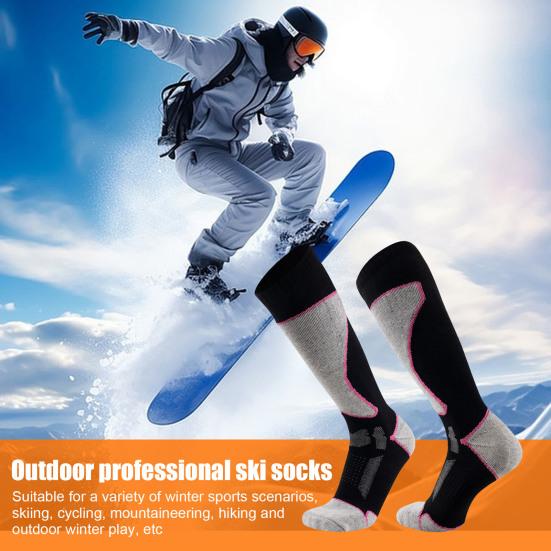 1 пара носков для катания на лыжах выше колена, зимние термоноски, теплые, противоскользящие, ветрозащитные, для сноуборда