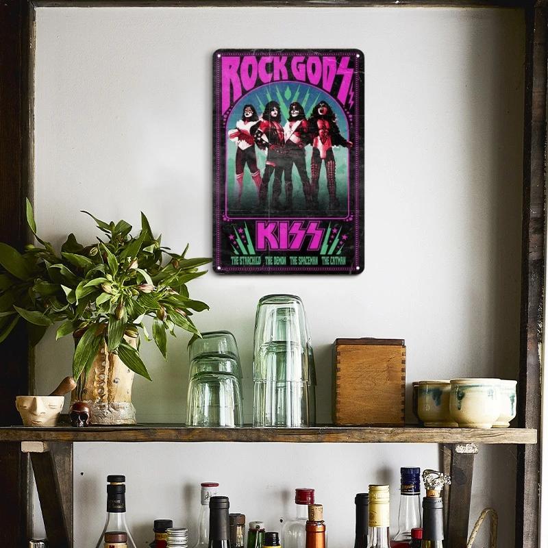 Классическая рок-группа «Kiss Revenge» Винтажный художественный металлический постер Знак Ретро-мужчина Пещера Музыкальный клуб Бар Паб Кафе Декоративные таблички